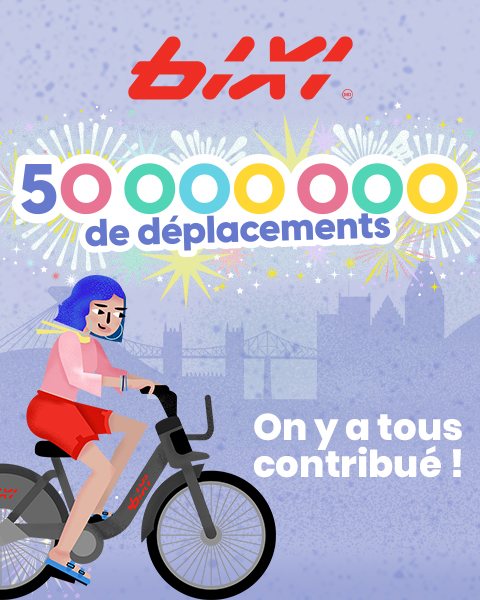 bixi-de_deplacements Lecture du texte 'BIXI 5 millions de trajets'.