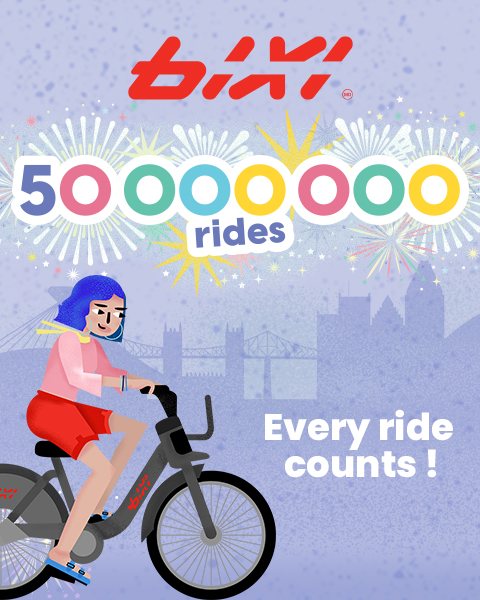Text Reading 'BIXI 5 million rides'.
