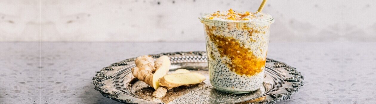 Protein-packed chia, marmalade, and ginger pudding