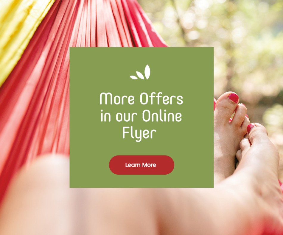 Text reading, “More offers in our online flyer. Check them with the ‘Learn More’ button.”
