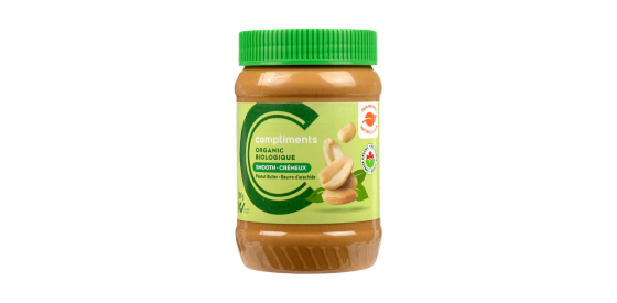 Smooth peanut butter compliments organic