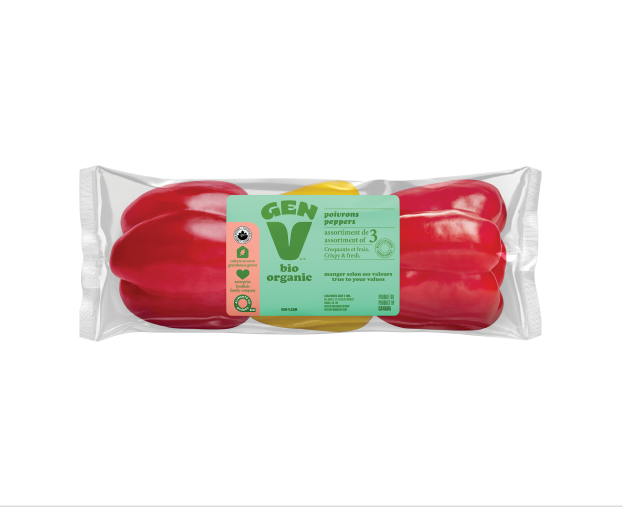 Poivrons emballés biologiques