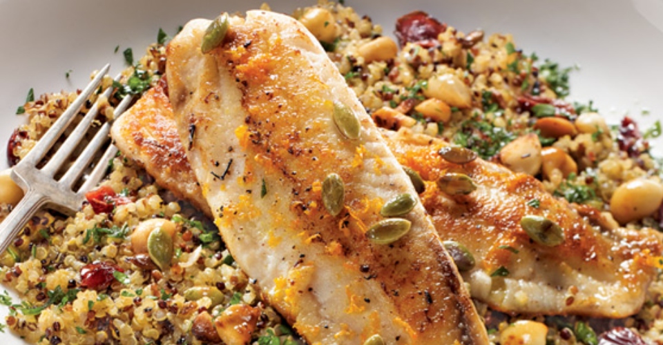 Grilled Fish, Quinoa & Macadamia Nut Salad – Rachelle Béry