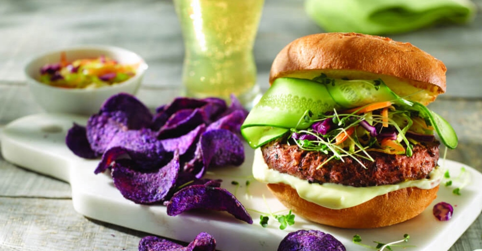 Burgers sans gluten, kimchi et micropousses