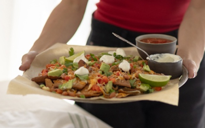 Vegetarian fattoush chip nachos 