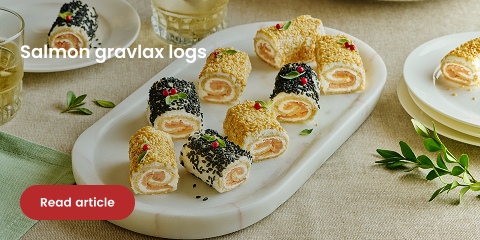 Salmon gravlax logs