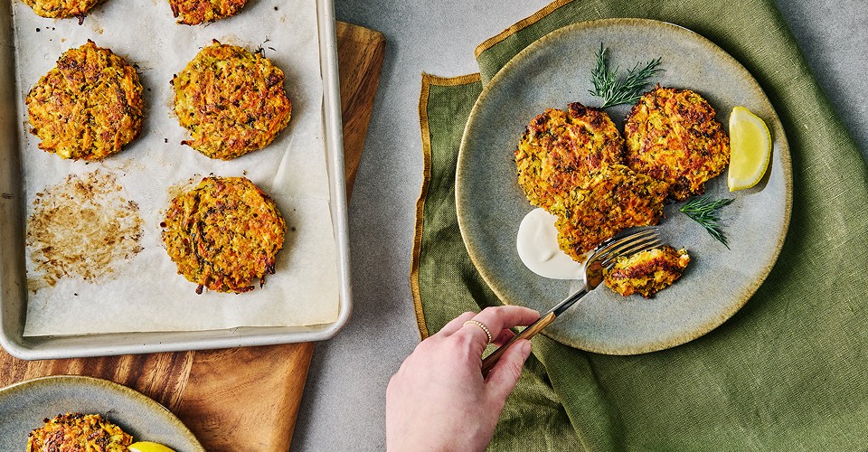 Galettes de légumes et de feta sans gluten